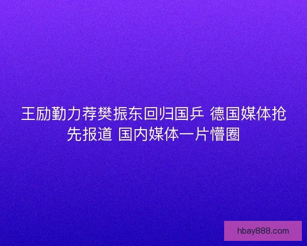 王励勤力荐樊振东回归国乒 德国媒体抢先报道 国内媒体一片懵圈