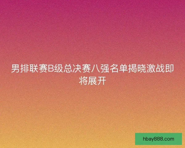 男排联赛B级总决赛八强名单揭晓激战即将展开