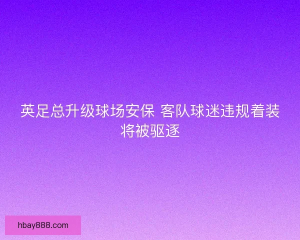英足总升级球场安保 客队球迷违规着装将被驱逐